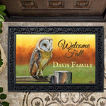 Fall Owl On Fence Personalized Doormat DHC04063658 - 1