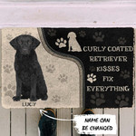 Curly Coated Retriever Kisses Fix Anything Personalized Doormat DHC04062724 - 1