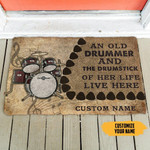 Drummer Anthe Drumstick Of Her Life Personalized Doormat DHC04064335 - 1
