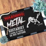 Warning metal guitarist hard at work do not disturb Doormat - 1