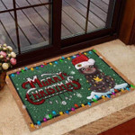 Merry Christmas Sloth Coir Pattern Print Doormat - 1
