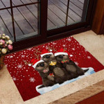Merry Christmas Otter Coir Pattern Print Doormat - 1