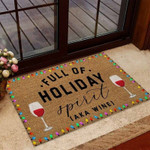 Full Of Holiday Spirit Wine Coir Pattern Print Doormat - 1