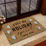 Full Of Holiday Spirit Gin Coir Pattern Print Doormat - 1