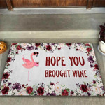 Hope You Brought Wine Flamingo Doormat - 1