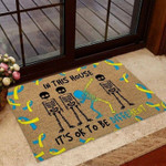 In This House Its Ok To Be Different Coir Pattern Print Down Syndrome Awareness  Doormat - 1