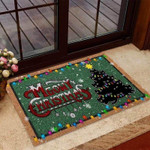 Meowy Christmas Black Cat Coir Pattern Print Doormat - 1