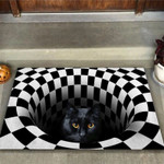Peeking cat Black cat Doormat - 1
