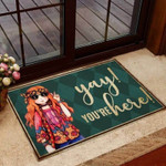 Yay you are Here Hippie Doormat - 1