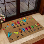 Merry Christmas American Sign Language Coir Pattern Print Doormat - 1