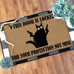 This door is locked for your protection not mine Doormat - 1