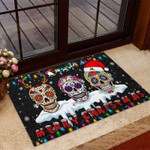 Merry Christmas Skull Merry Christmas Coir Pattern Print Doormat - 1