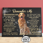 Remember Me Personalized Pet Gift Wall Art Poster Canvas