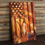 Jesus Walking With The Rottweiler American Flag Wall Art Poster Canvas
