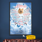 Red Pomeranian I Never Left You Butterfly Wings Shape Personalized Pet Memorial Gift Wall Art Vertical Poster Canvas