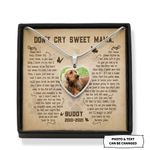 Don't Cry Mama Typography Butterfly Shape Personalized Dog Memorial Gift Pendant Necklace With Message Card