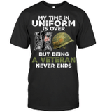 My Time In Uniform Is Over But Being A Veteran Never Ends T-shirt