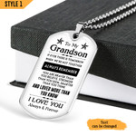 Personalized Gift For Grandson To My Grandson Dog Tag Keychain And Necklace