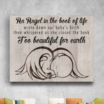 Too Beautiful For Earth Miscarriage Gift Pregnancy Loss Gift Memorial Gift Wall Art Horizontal Poster Canvas Framed Print