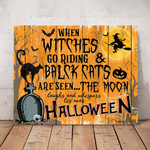 When Witches Go Riding 'Tis Near Halloween Wall Art Horizontal Poster Canvas Framed Print