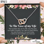 Personalized Gift For Wife To The Love Of My Life - Interlocking Hearts Necklace With Message Card