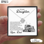 Gift For Daughter To My Daughter From Trucker Dad Necklace With Message Card