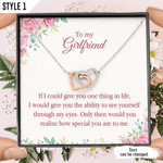 Personalized Gift For Wife To My Girlfriend - Interlocking Hearts Necklace With Message Card