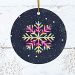 Personalized Pansexual Flag Christmas Snowflake Ceramic Ornament Subtle Pansexual Pride Xmas Gifts LGBTQ Pan Holiday Decor Pansexual Xmas Tree Ornament Hanging Decor
