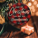 First Christmas As Grandparents Ornament, Grandparent 2021 Ornament, Grandparent Christmas Ornament Red Plaid New Grandparents Ornament New Baby Ornament Christmas Tree Decoration Gifts For Christmas