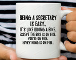 Being A Secretary Is Easy It'S Like Riding A Bike Mug Secretary Gifts Secretary Mug Gifts For Secretary Gifts For Man Woman Presents Idea For Christmas Thanksgiving