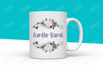 Personalized Floral Auntie New Auntie Mug New Baby Announcement Custom Mug Gifts For Family Unique Gifts Idea For Aunt Mother's Day Christmas New Year Halloween