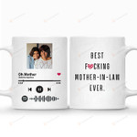 Personalized Mother Day Mug, Music Song Code Mug Gifts For Mother In Law, Best F*cking Mother In Law Ever Mug, Custom Photo Song Name Coffee Mug 11oz 15oz Mother's Day Gifts