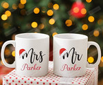 Custom Christmas Eve Couples Christmas Mug Mr And Mrs Santa Hat Stocking Cozy Mug For Her Mrs, Christmas Tea Cup For Xmas, Holiday Ceramic Mug Anniversary