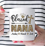 Personalized Blessed Nana Mug, Funny Grandma Gigi Mimi Mothers Day Mug, Leopard Plaid Buffalo Mother's Day Gifts For New First Grandma To Be Ceramic Coffee 11 15 Oz Mug