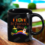 Corgi Happy I Love Rainbow Coin Funny Black Mug Happy Patrick's Day , Gifts For Birthday, Anniversary Ceramic Coffee Mug 11-15 Oz