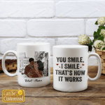 Personalized You Smile, I Smile, Black Couple Mugs Ceramic Mug 11 Oz 15 Oz Coffee Mug