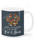 Easily Distracted By Cat And Books Mugs Ceramic Mug 11 Oz 15 Oz Coffee Mug
