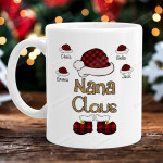 Nana Claus Elf Christmas Personalized Mug, Funny Grandma Nana Mimi Gigi Christmas Mug, Reindeer Leopard Plaid Buffalo Xmas Gifts For New First Grandma To Be 11 15 Oz Mug