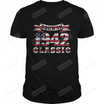 Vintage USA Flag Classic 1942 80th Birthday Born In 1942 T-Shirt