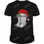 Christmas Santa Hat Cowboys Boots T-Shirt