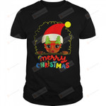 Afro Black Girl Glasses Santa Melanin Merry Christmas T-Shirt