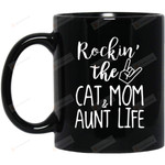 Rocking The Cat Mom & Aunt Life Coffee Mug, Color Changing Mug, Personalized Gifts For Women, Cat Mom, Aunt On Xmas, Birthday, Mother'S Day (Multi 4)