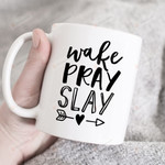 Wake Pray Slay Mug Statement Mug Positive Mug Church Mug Motivational Mug Funny Mug Boss Mug Religious Gift Slay All Day Xmas Gift Birthday Thanksgiving Cup Mug For Girls 11-15 Oz (11 Oz)