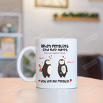 Personalized Penguin Fish Custom Name Mugs, When Penguins Find Their Mates Mugs, Funny Wedding Anniversary Valentine's Day Color Changing Mug 11 Oz 15 Oz Coffee Mug Gifts For Lover/ Him Her/Mr Mrs