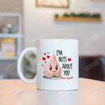 Personalized I'm Nuts About You White Mugs, Cute Ballsack Custom Name Mugs, Funny Birthday Anniversary Valentine's Day 11 Oz 15 Oz Coffee Mug Gifts For Her Girlfriend Wife