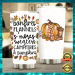 Bonfires Flannels S’mores Sweaters Campfires And Pumplines Stainless Steel Tumbler
