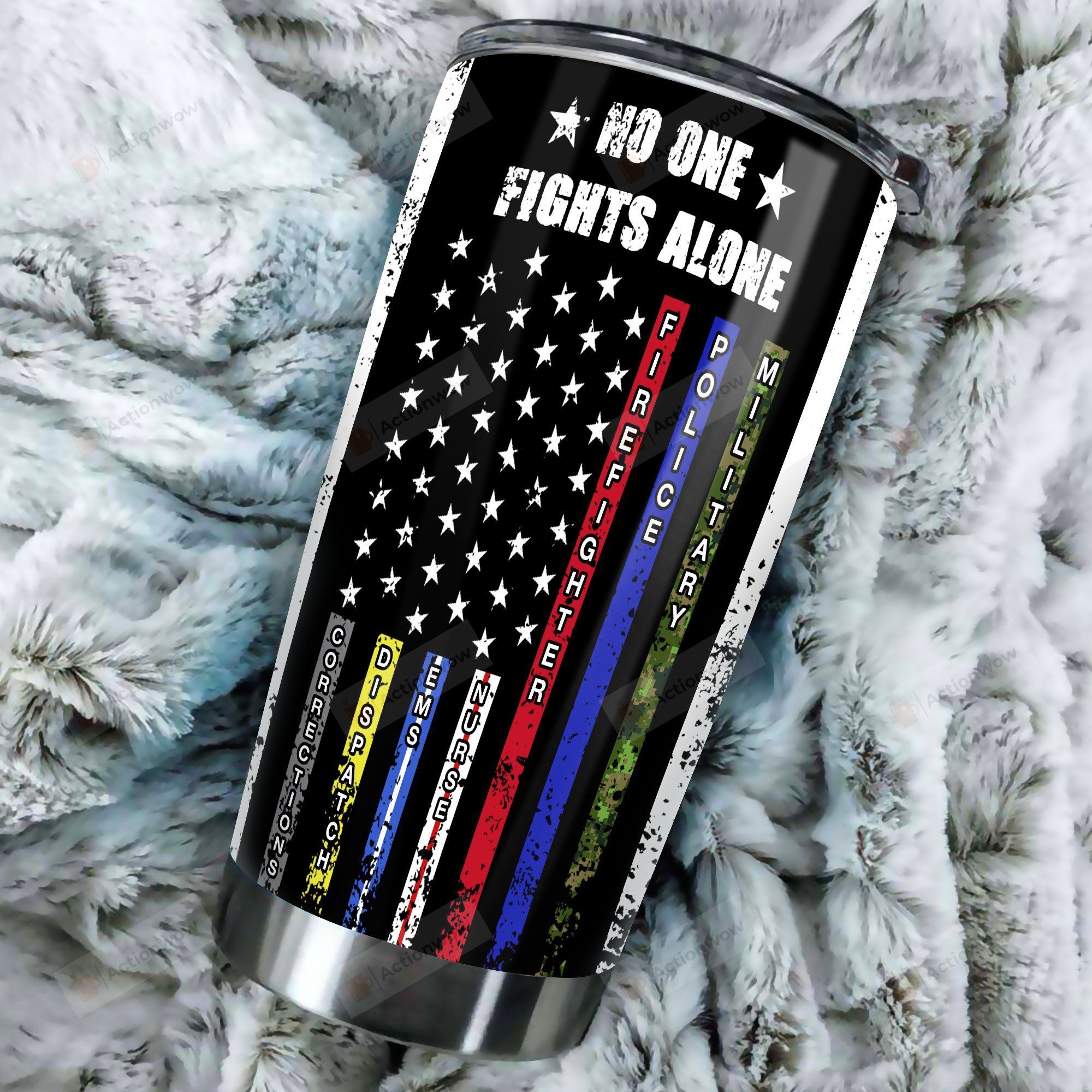 Nobody Fights Alone Laser Etched Tipsy Tumbler Stainless Steel with Lid