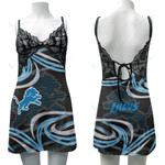 Detroit Lions Lace Back Strap Slip Dress 478