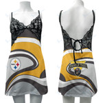 Pittsburgh Steelers Lace Back Strap Slip Dress 506