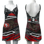 San Francisco 49ers Lace Back Strap Slip Dress 508